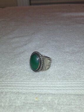 Navajo Sterling Silver & Green Turquoise Men's Ring Size 9.5